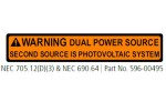 WARNING DUAL POWER SOURCE SECOND SOURCE IS PHOTOVOLTAIC SYSTEM